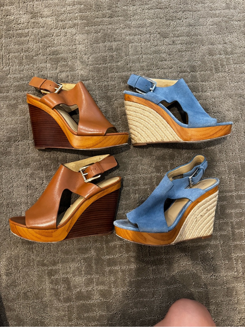 2 Michael Kors Wedges - Brown and Blue Suede/Leather